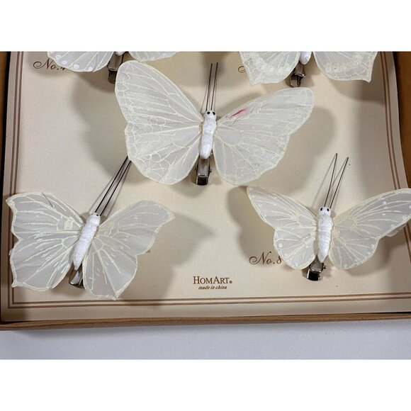 Vintage‎ Set Of 8 by HomArt  White Rice Paper Butterfly Ornaments With Clips - Picture 5 of 8